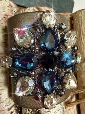 Aldo Blue and Clear Crystal - Statement Cuff Bracelet
